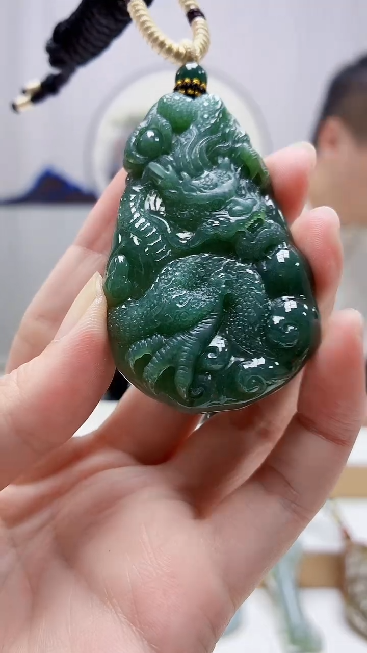 未镶嵌定制翡翠4898zm-毛货挂件龙牌138