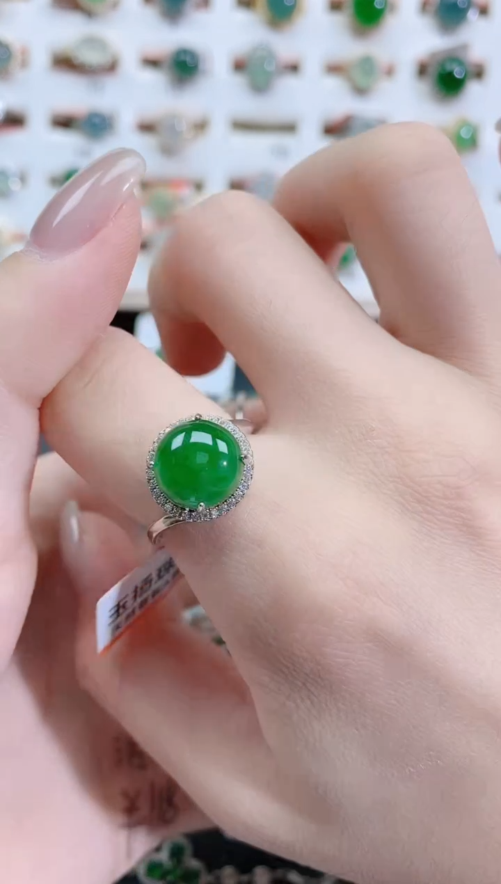 银S925镶嵌戒指翡翠天然翡翠