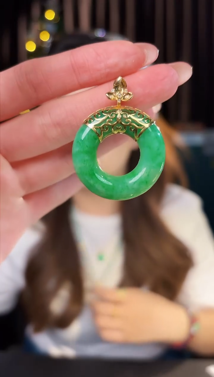 【闪购商品】翡翠颈饰18K金镶嵌缅料A货/支持复检/一件