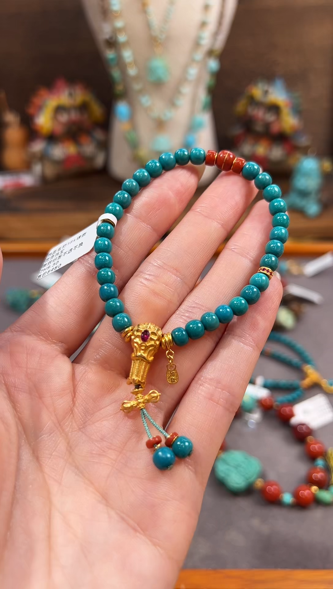 18K金镶嵌绿松石手链绿松石手链