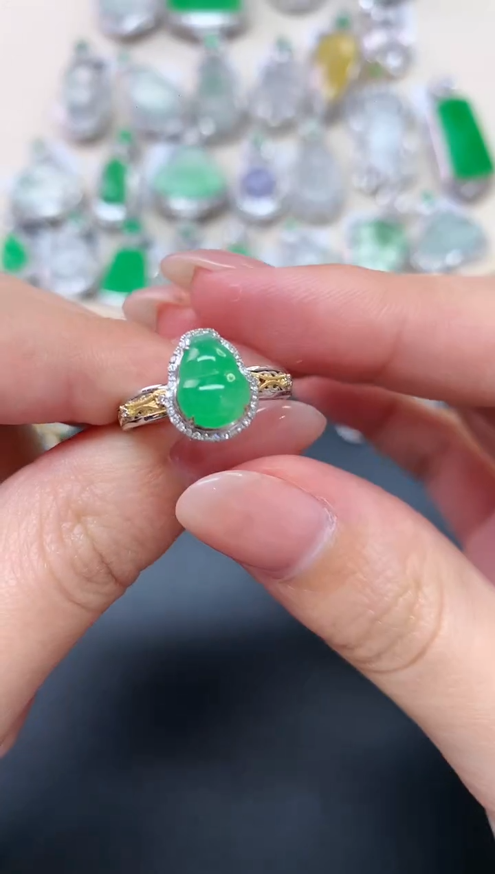 翡翠戒指18K金镶嵌A88|4800