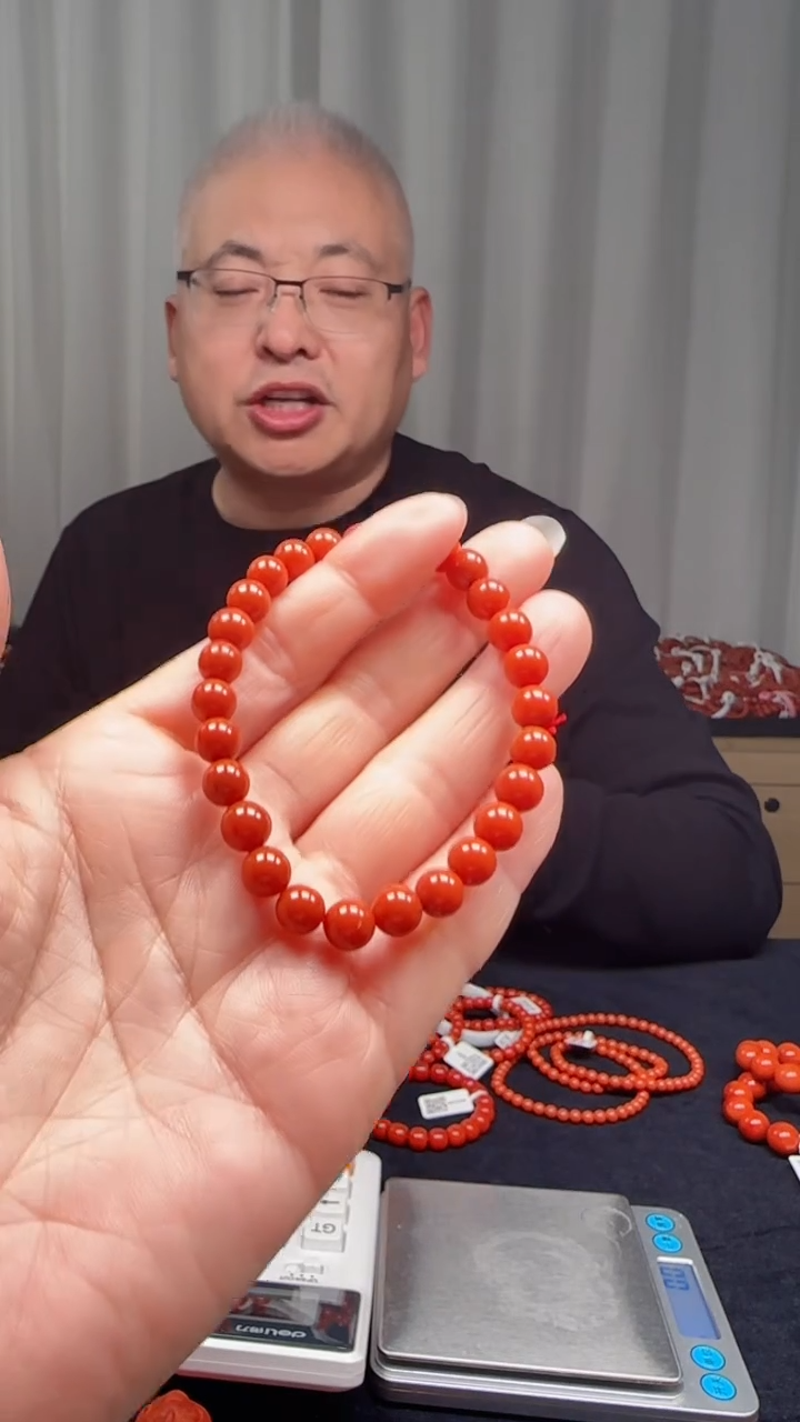 未镶嵌多样性发一件南红玛瑙【高货】柿锦红7mm保山圆珠单圈 