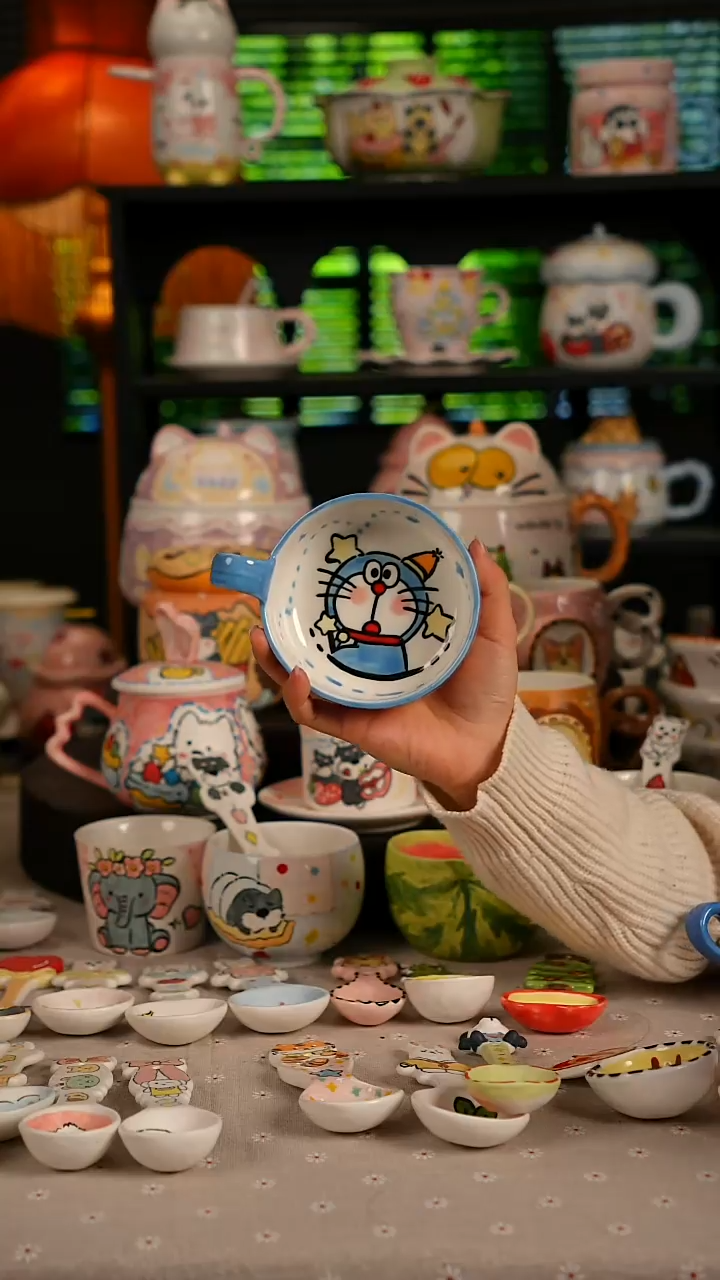 陶瓷无盖款景德镇高温釉下彩纯手绘创意瓷