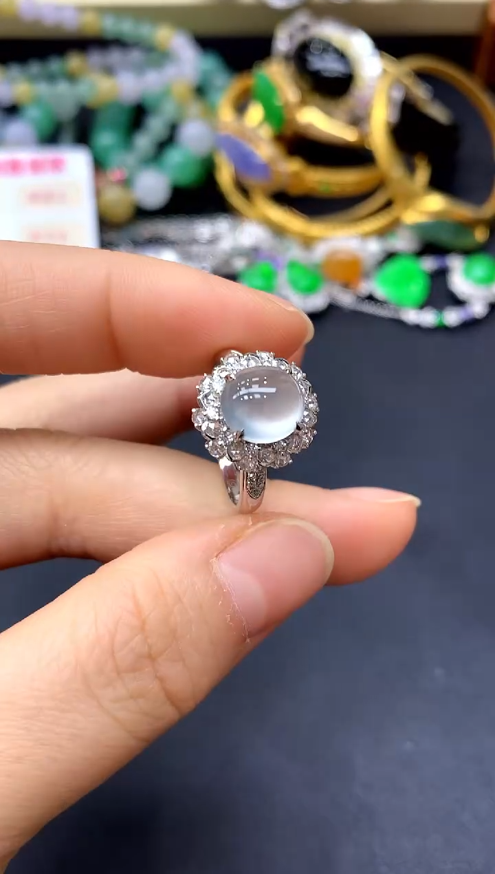 18K金镶嵌戒指翡翠455-中国好珍宝