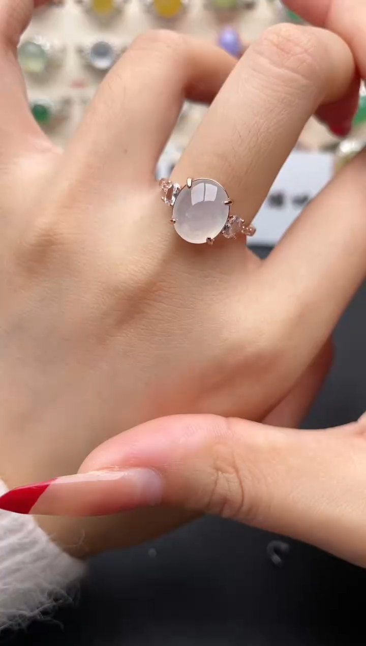 【闪购商品】翡翠戒指银S925镶嵌一物一证一礼盒