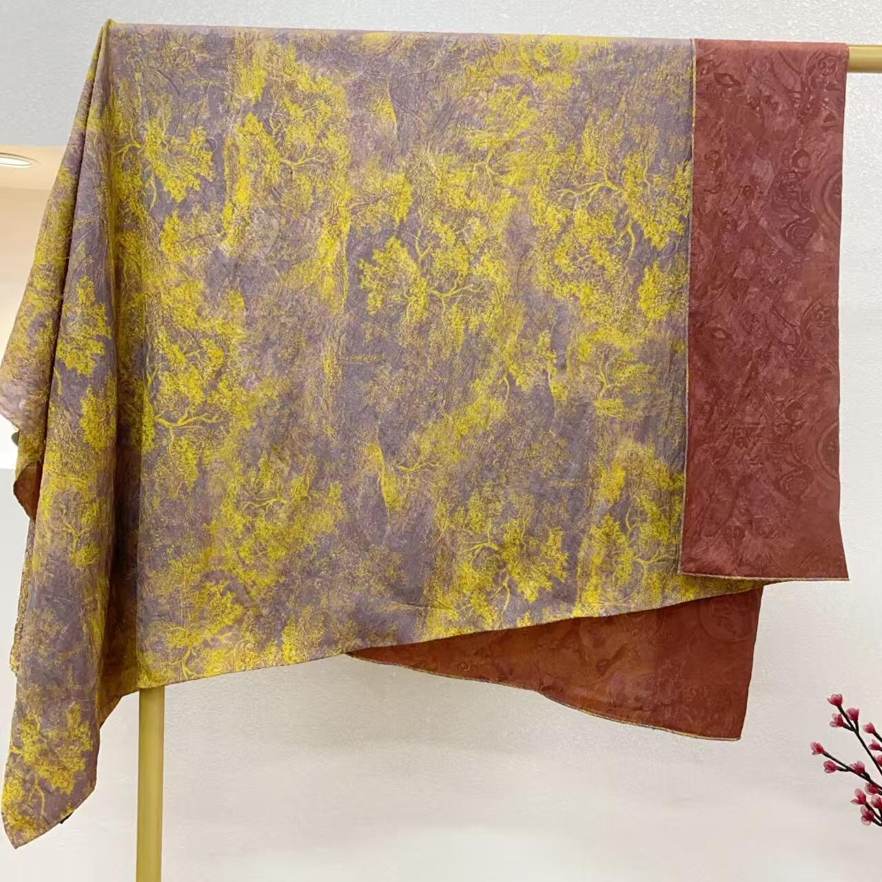 【金缕松柏】苏杭高奢华丽贵气高级感双面围巾披肩140*140尺码