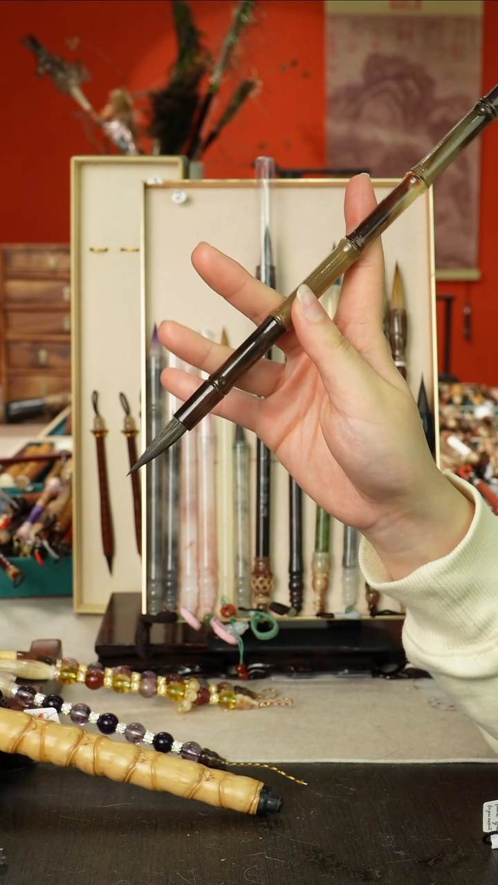 386号闪孤品高货毛笔链接 清水试笔 蘸墨不退