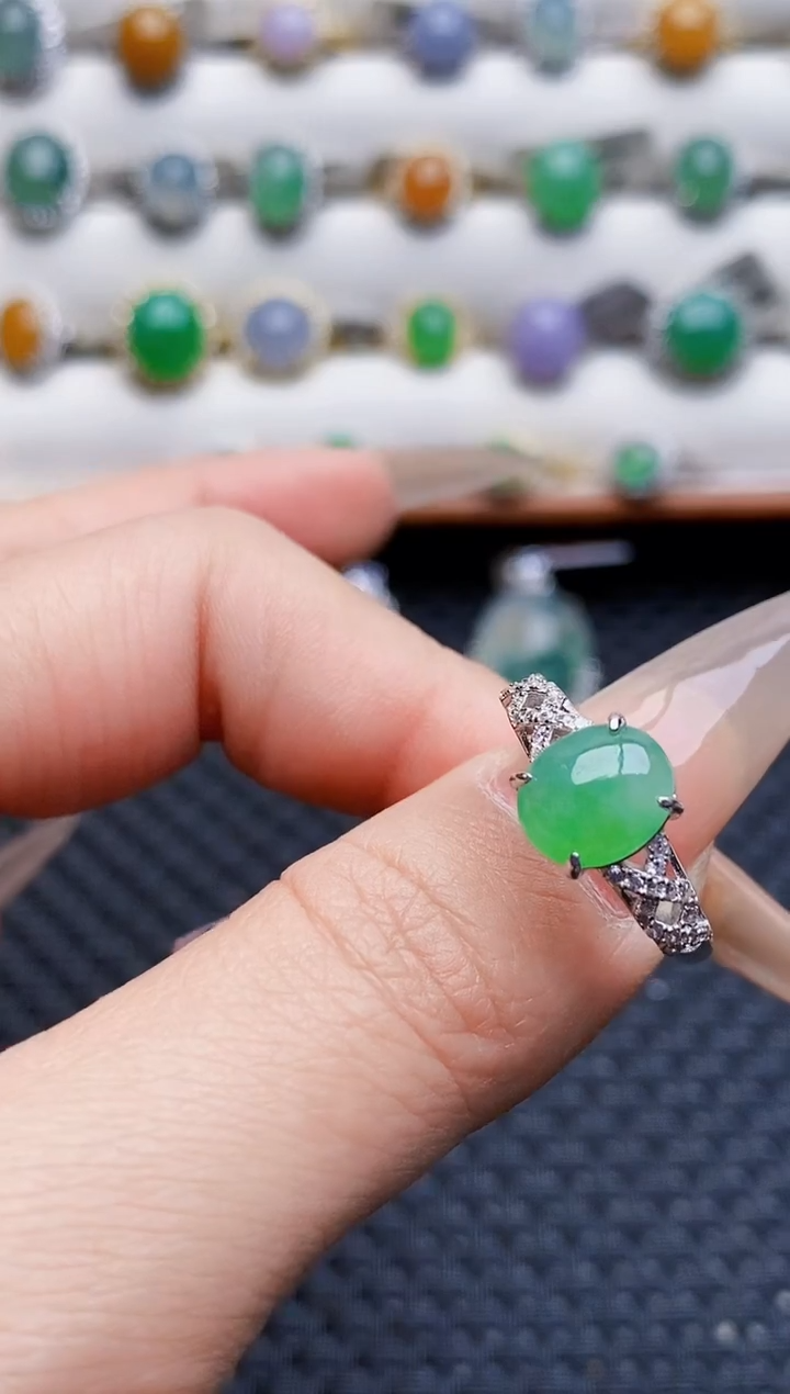 银S925镶嵌戒指翡翠4180