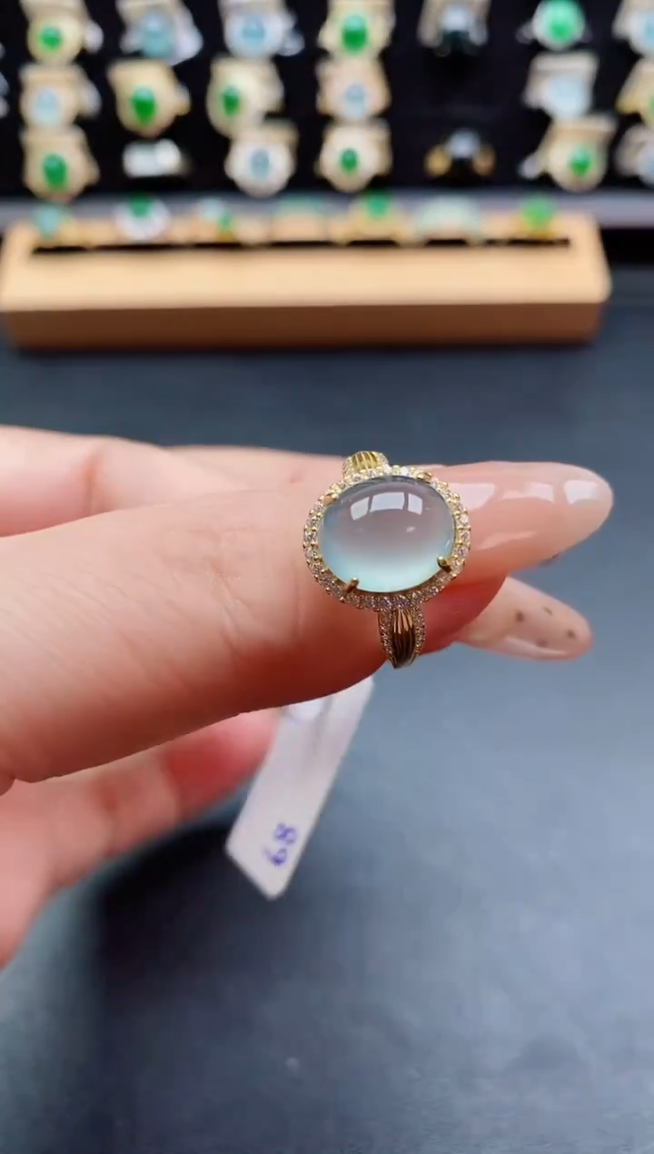 银S925镶嵌戒指翡翠1