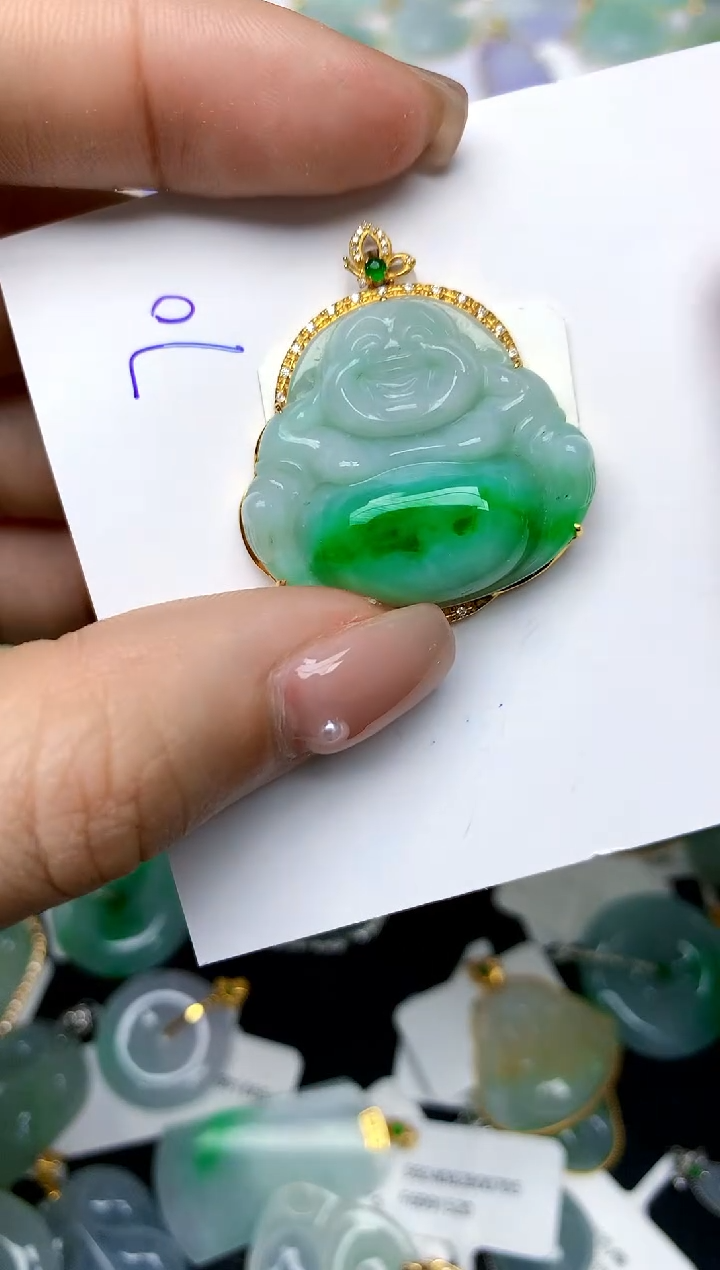 【闪购商品】翡翠颈饰18K金镶嵌天然A货翡翠