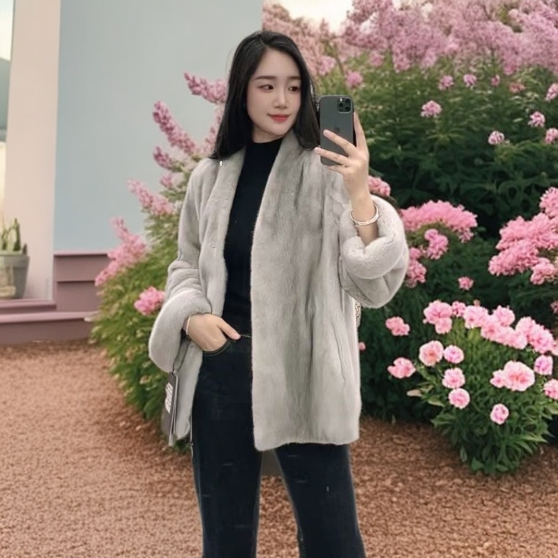 V领长款气质大衣年轻时尚外套女
