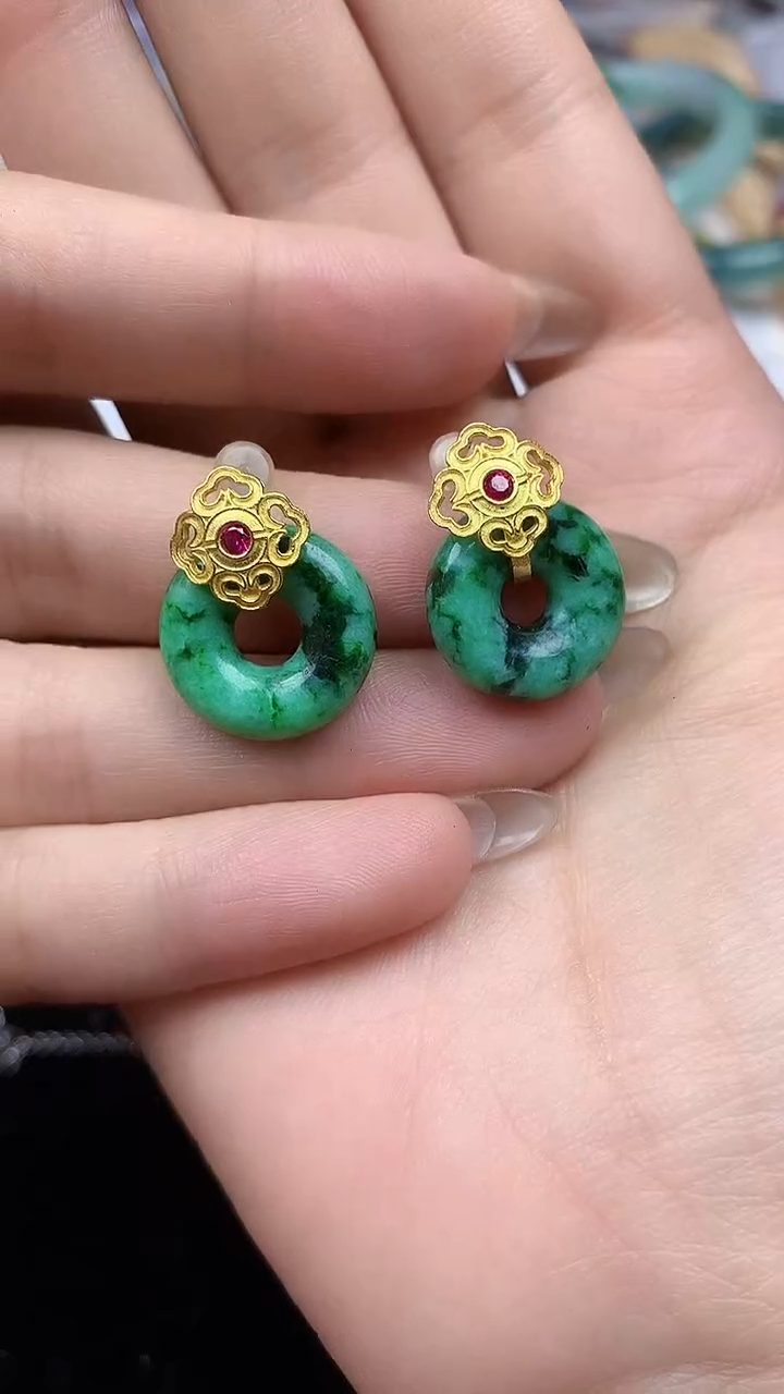 【闪购商品】翡翠耳饰银S925镶嵌耳饰