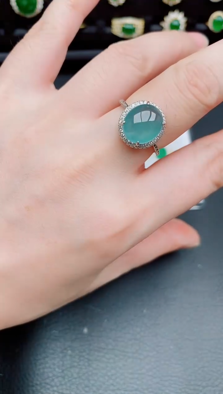 【闪购商品】翡翠戒指银S925镶嵌天然a货翡翠281