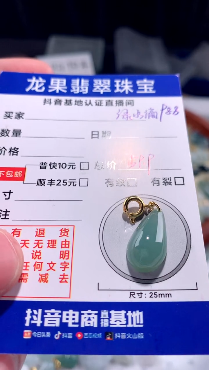 【闪购商品】翡翠颈饰未镶嵌绿水滴988