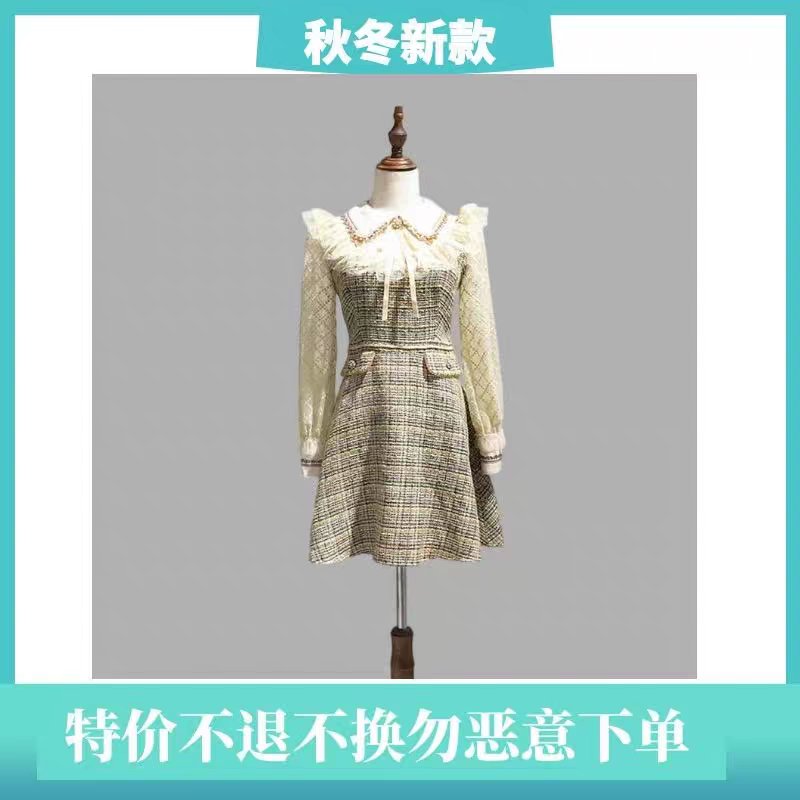 NO退NO换深圳南油高品质气质显瘦娃娃领轻奢高级感小香风连衣裙