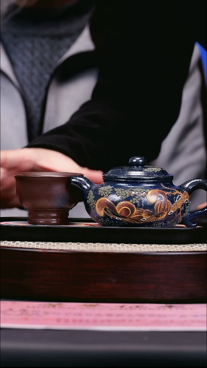 茶壶紫砂紫砂壶45 仿古  墨绿泥 220cc