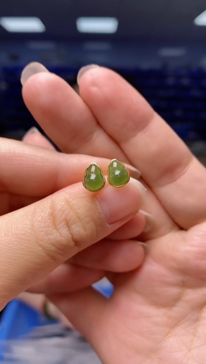 【闪购商品】和田玉耳饰银S925镶嵌   EZ4227