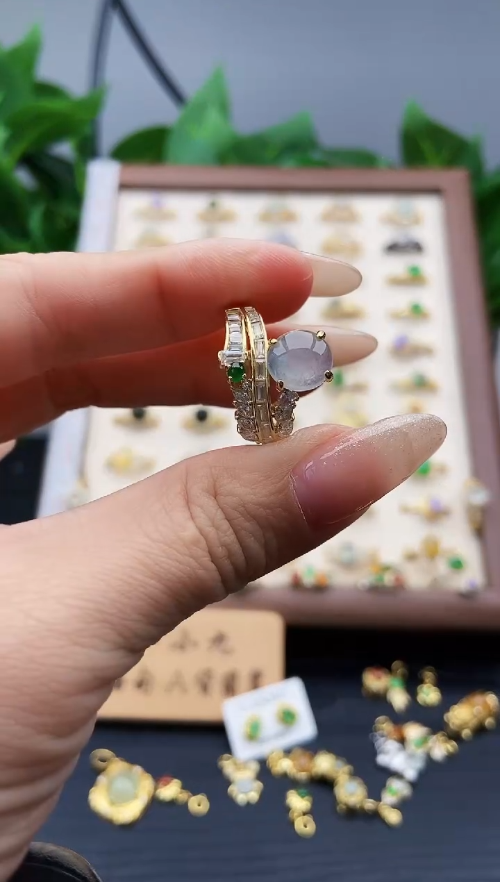 银S925镶嵌戒指翡翠12