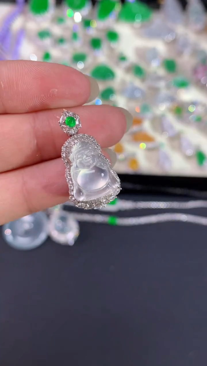 【闪购商品】翡翠吊坠(不含链)18K金镶嵌A366|12800