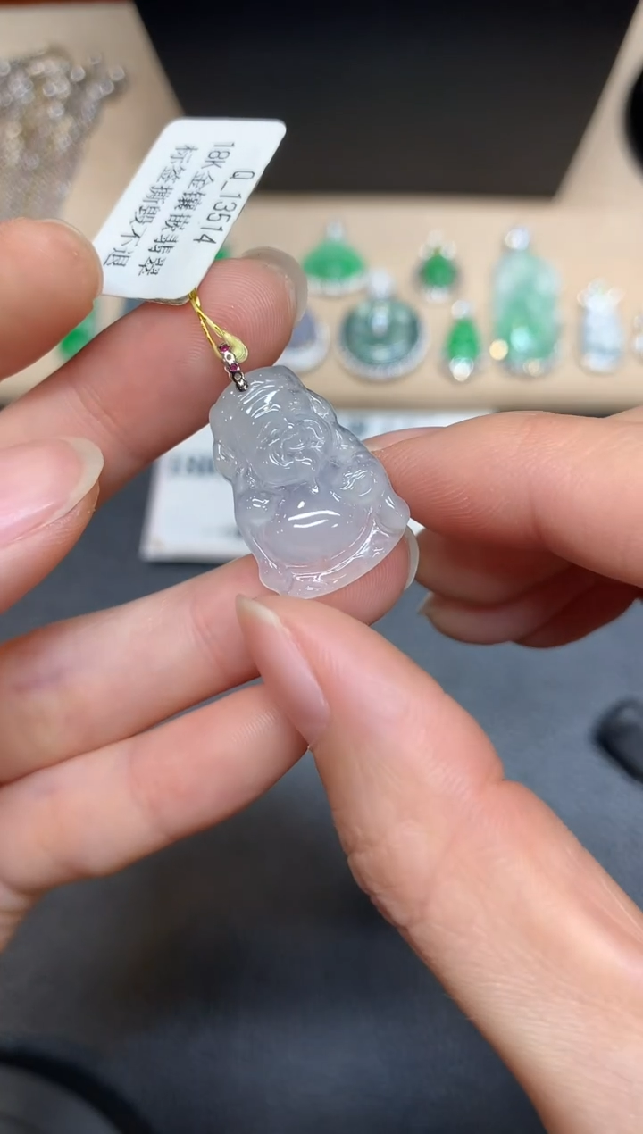 【闪购商品】翡翠颈饰18K金镶嵌财神【无服务费