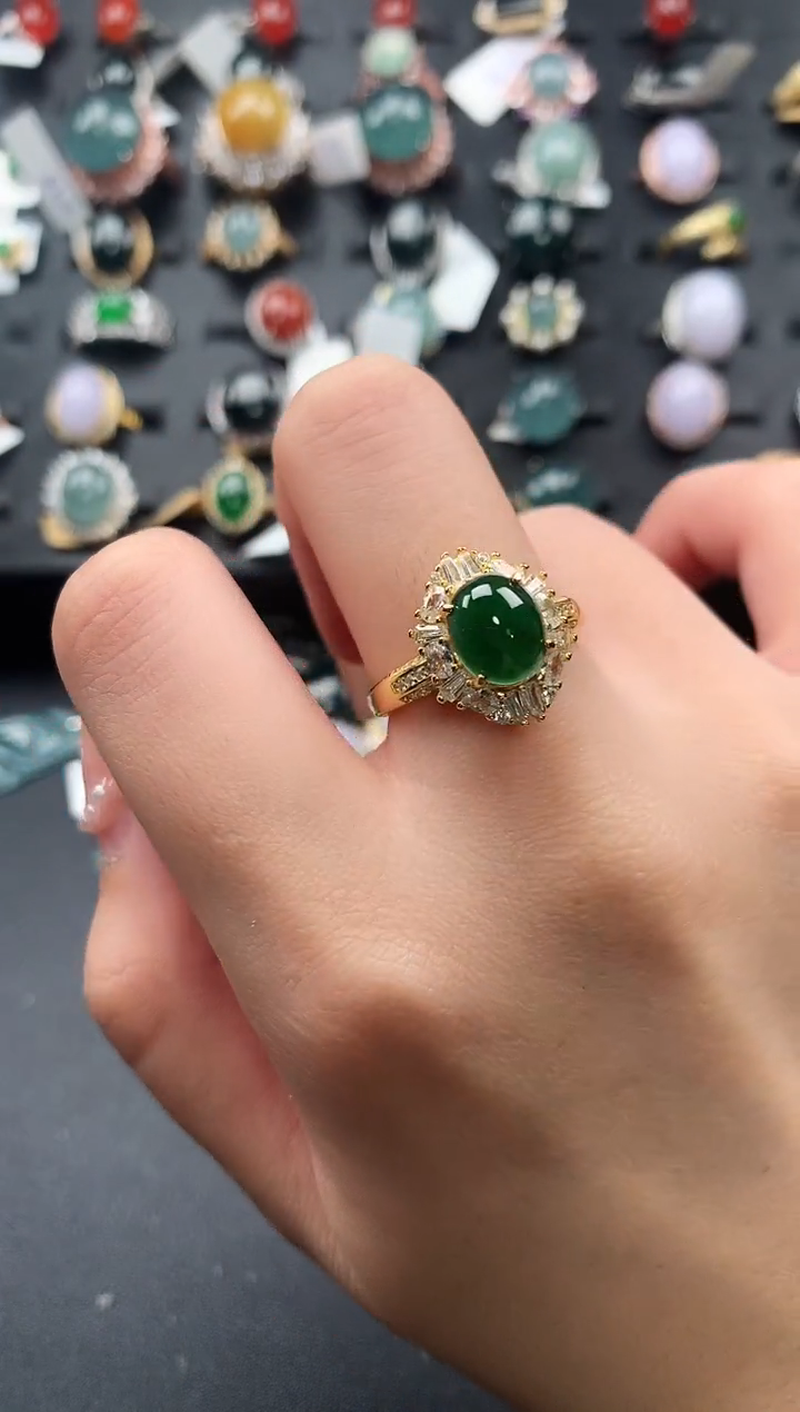 【闪购商品】翡翠戒指银S925镶嵌521411