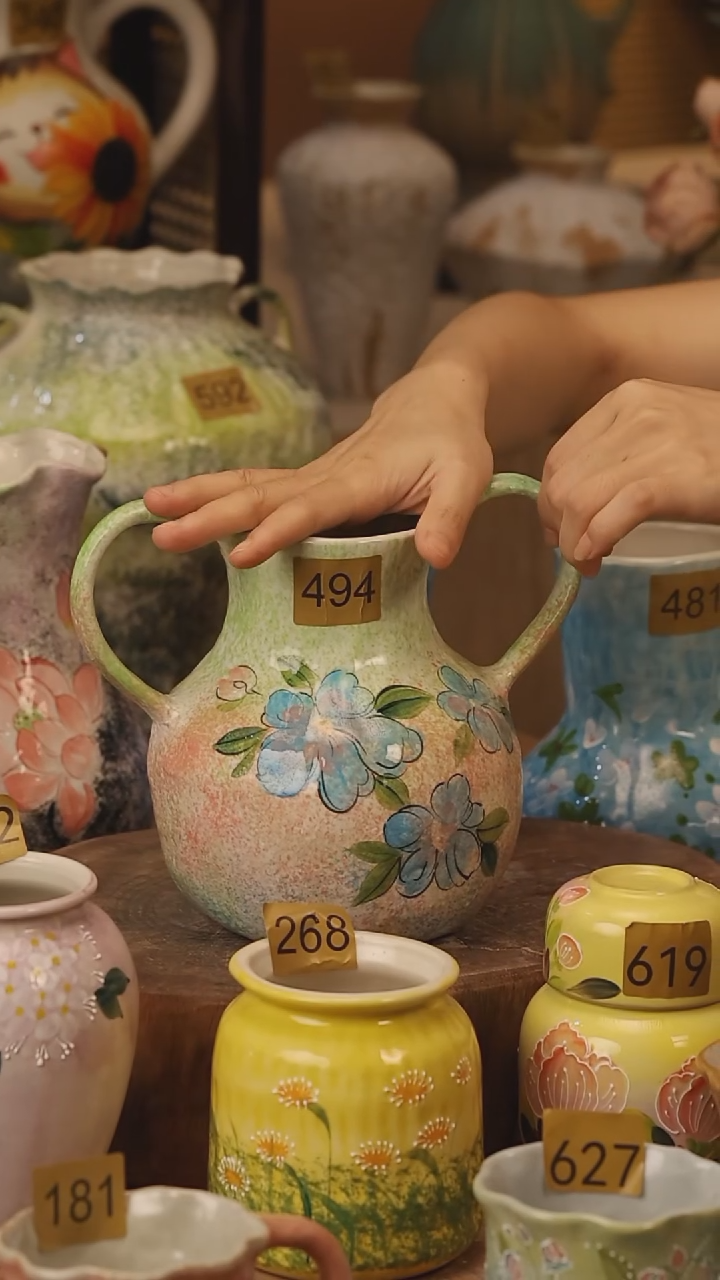 陶瓷494景德镇设计师手作花器摆件侘寂风