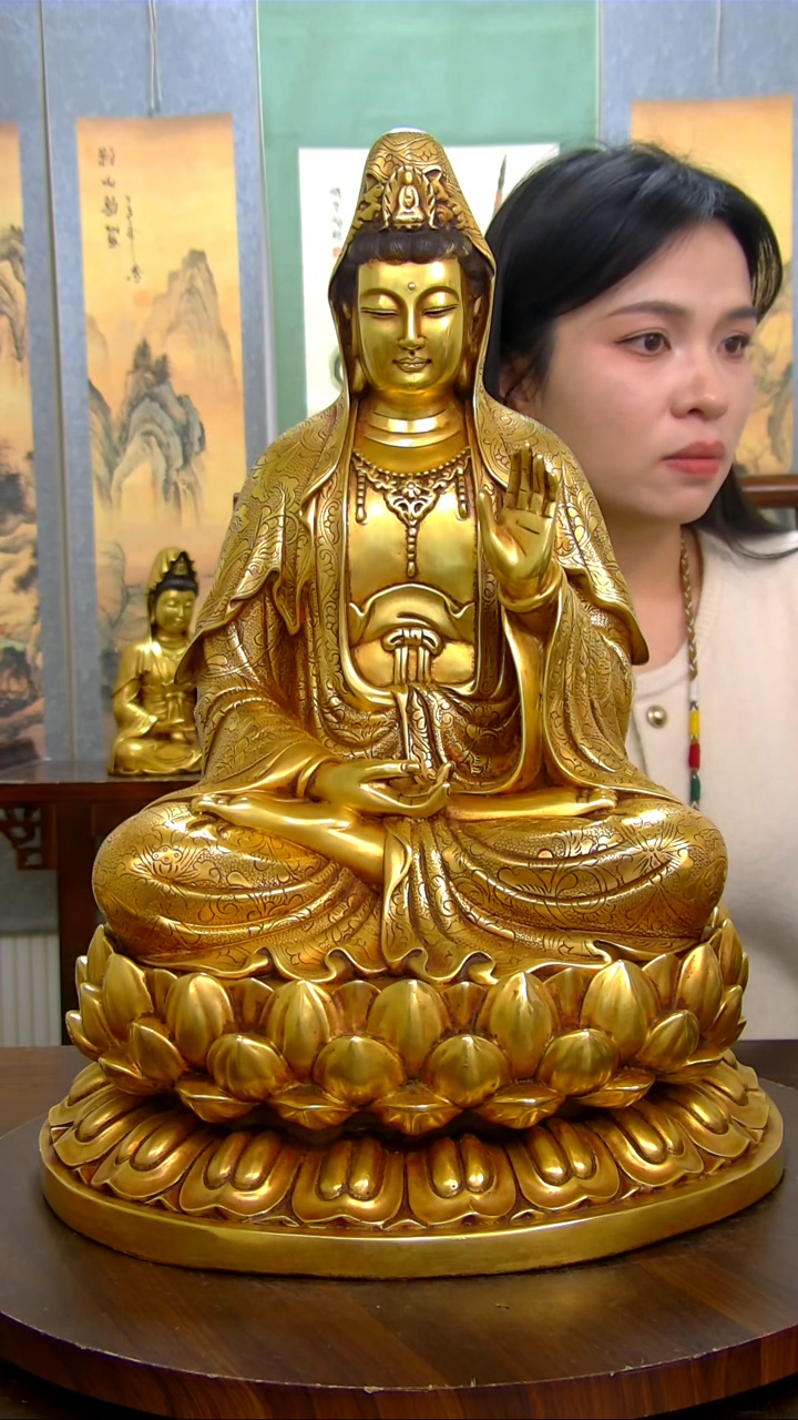 【闪购商品】紫铜鎏金，46分观音G20396-Z
