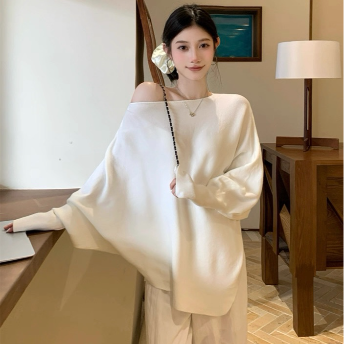 现货-送运费险新款宽松蝙蝠袖毛针织女秋冬软糯慵懒感百搭上衣