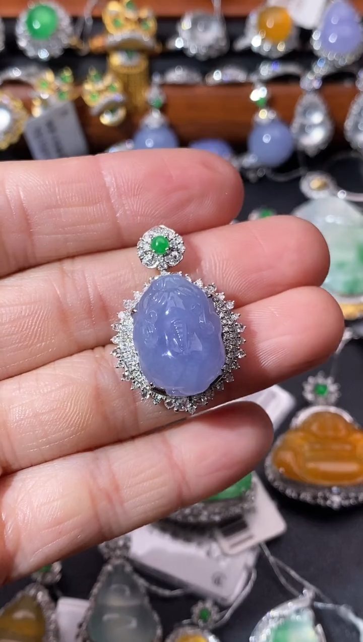 【闪购商品】翡翠吊坠(不含链)18K金镶嵌吊坠