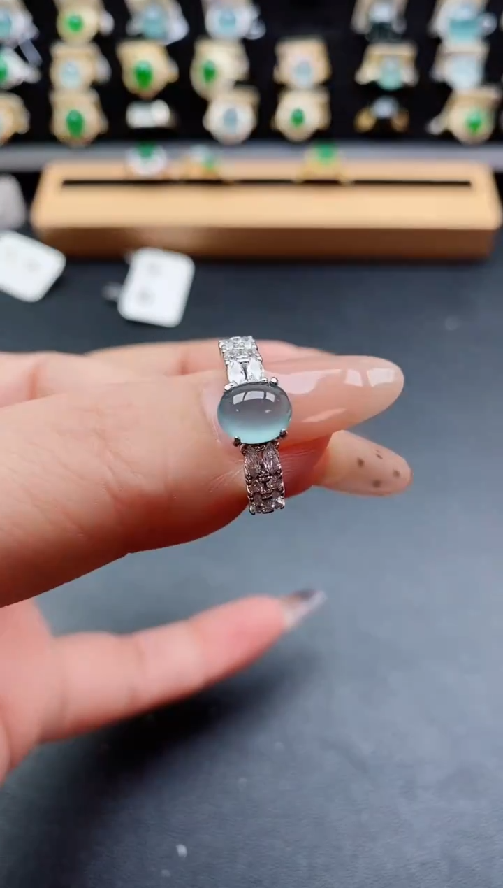 银S925镶嵌戒指翡翠1