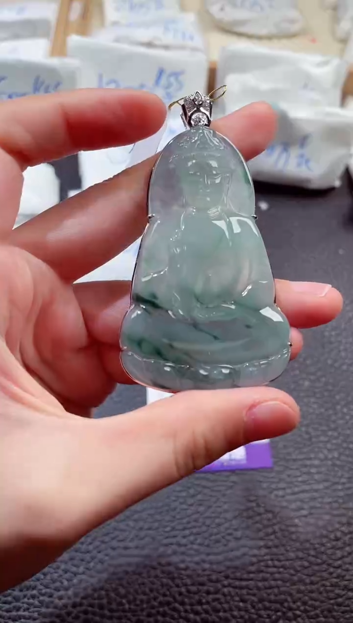 翡翠18K金镶嵌颈饰00000572