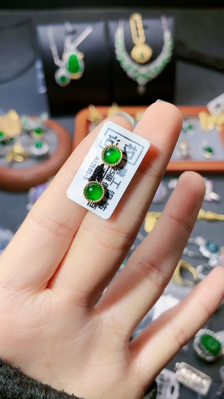 【闪购商品】翡翠耳饰银S925镶嵌耳饰