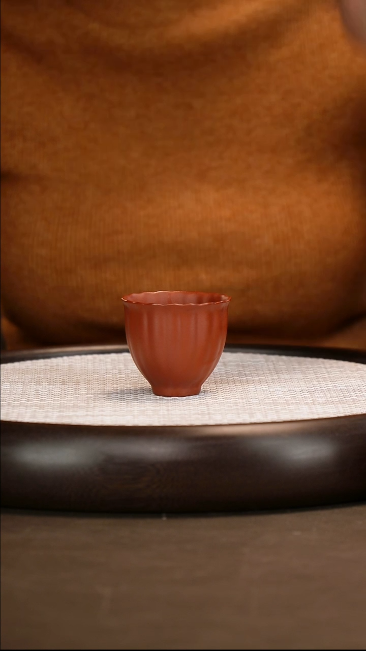 紫砂茶具大红袍筋纹杯