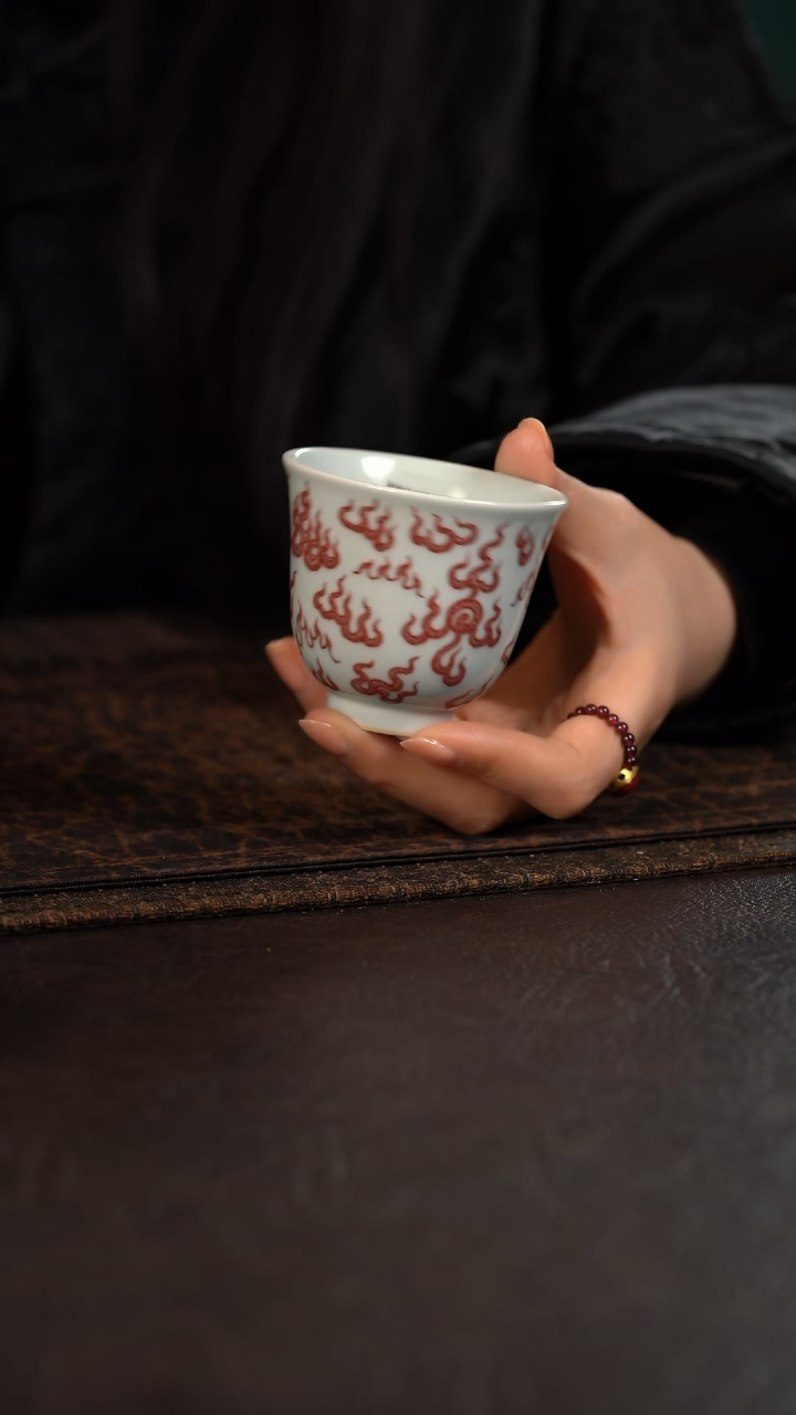 【闪购商品】杯贵红窑釉里红红红火火大闻香杯