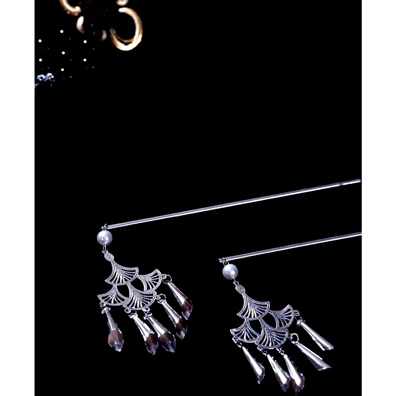 J034苗疆风银杏叶步摇二次元古风发簪【一对】