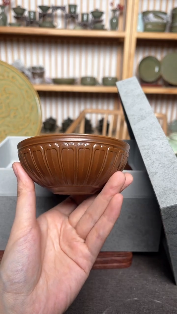 摆件耀州窑双色釉唐韵杯2只