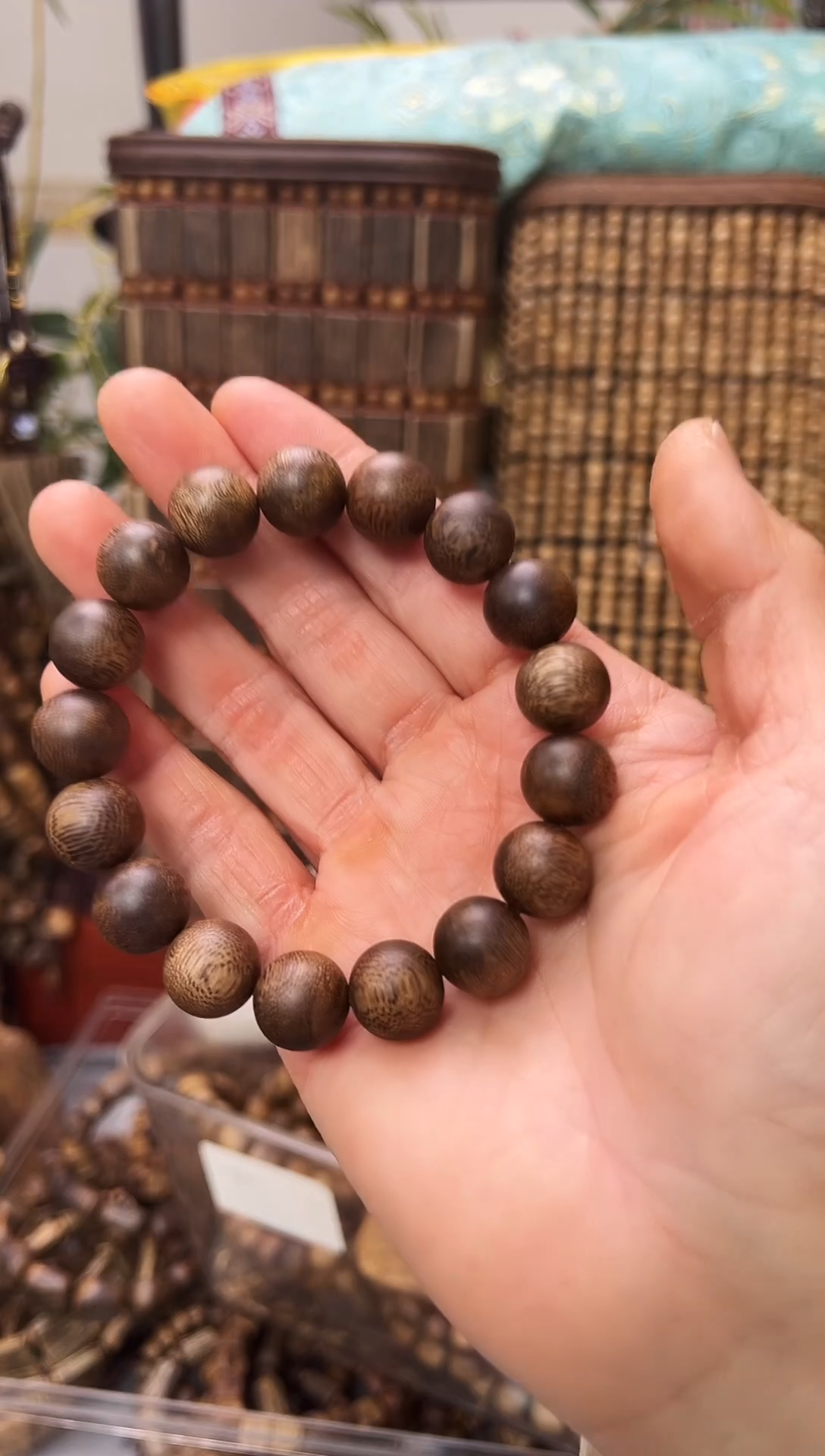 沉香手串?***?棋楠张勺子圆珠单圈