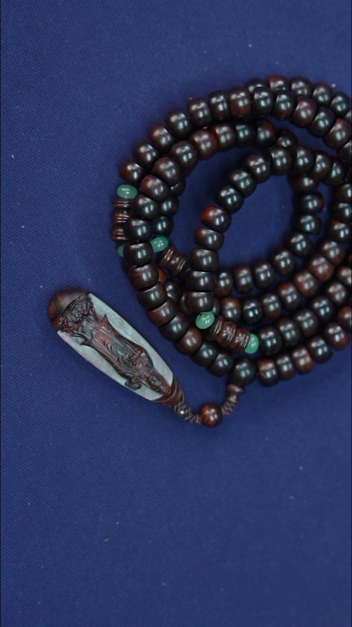 黄花梨/降香黄檀牧*海南黄花梨紫油梨0.8x108桶珠手串（1588）