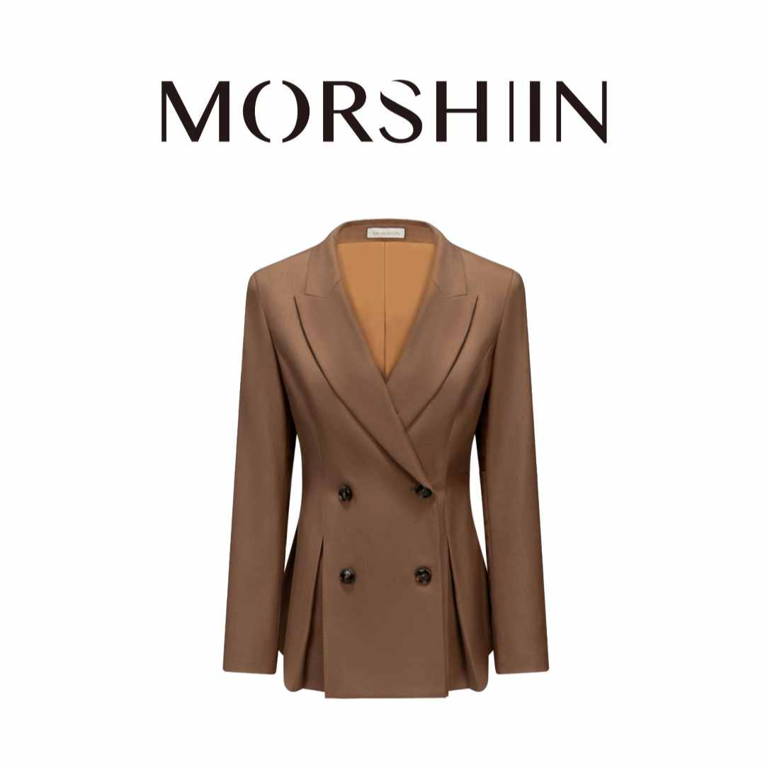 轻奢极简下摆开叉西装修身气质西服外套MORSHIIN凩上2025春夏新款