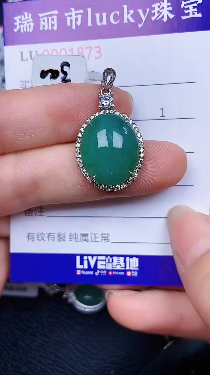 颈饰银S925镶嵌翡翠873