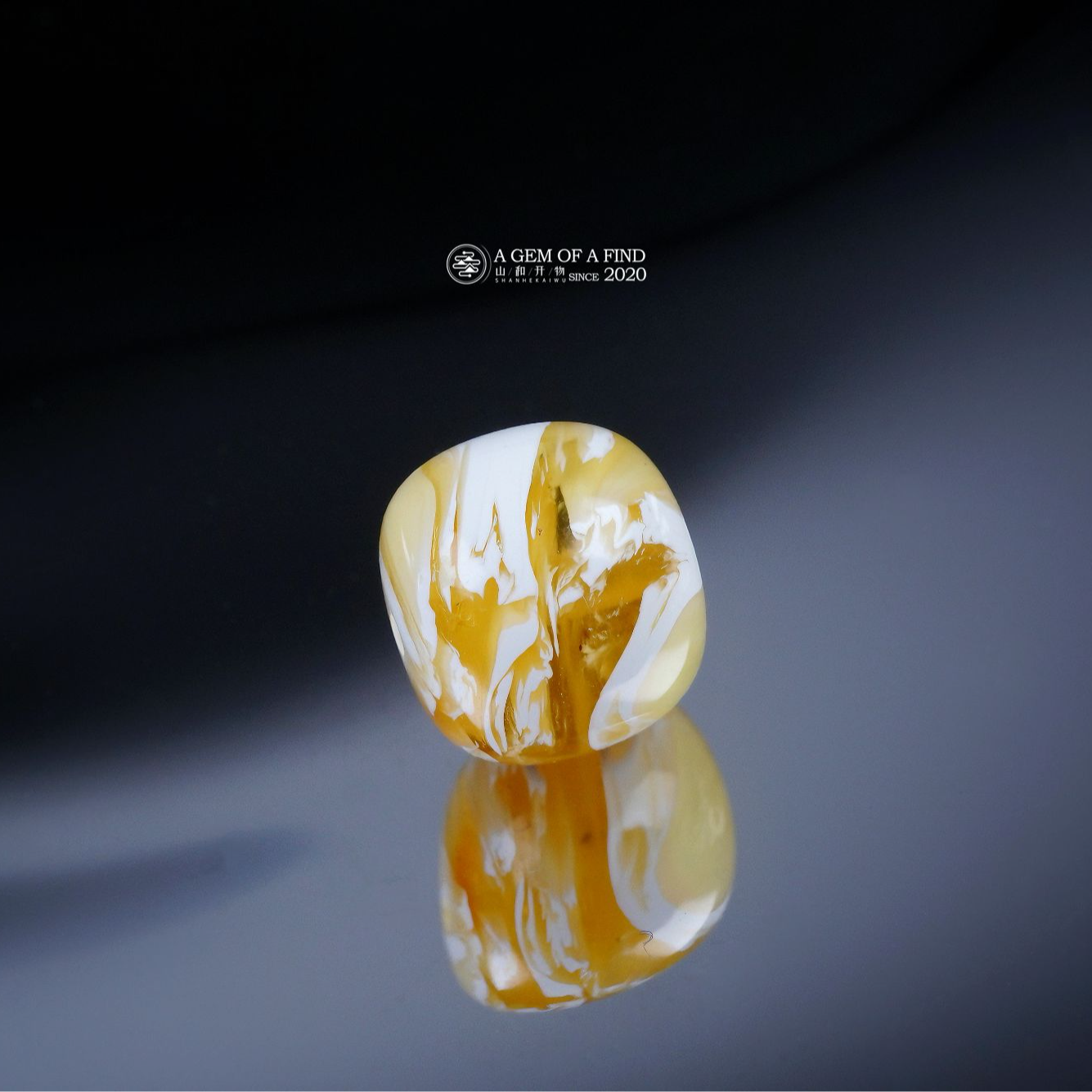 山和开物｜9.7mm金漆白拉丝溶洞妖花老型文玩配饰 天然琥珀蜜蜡