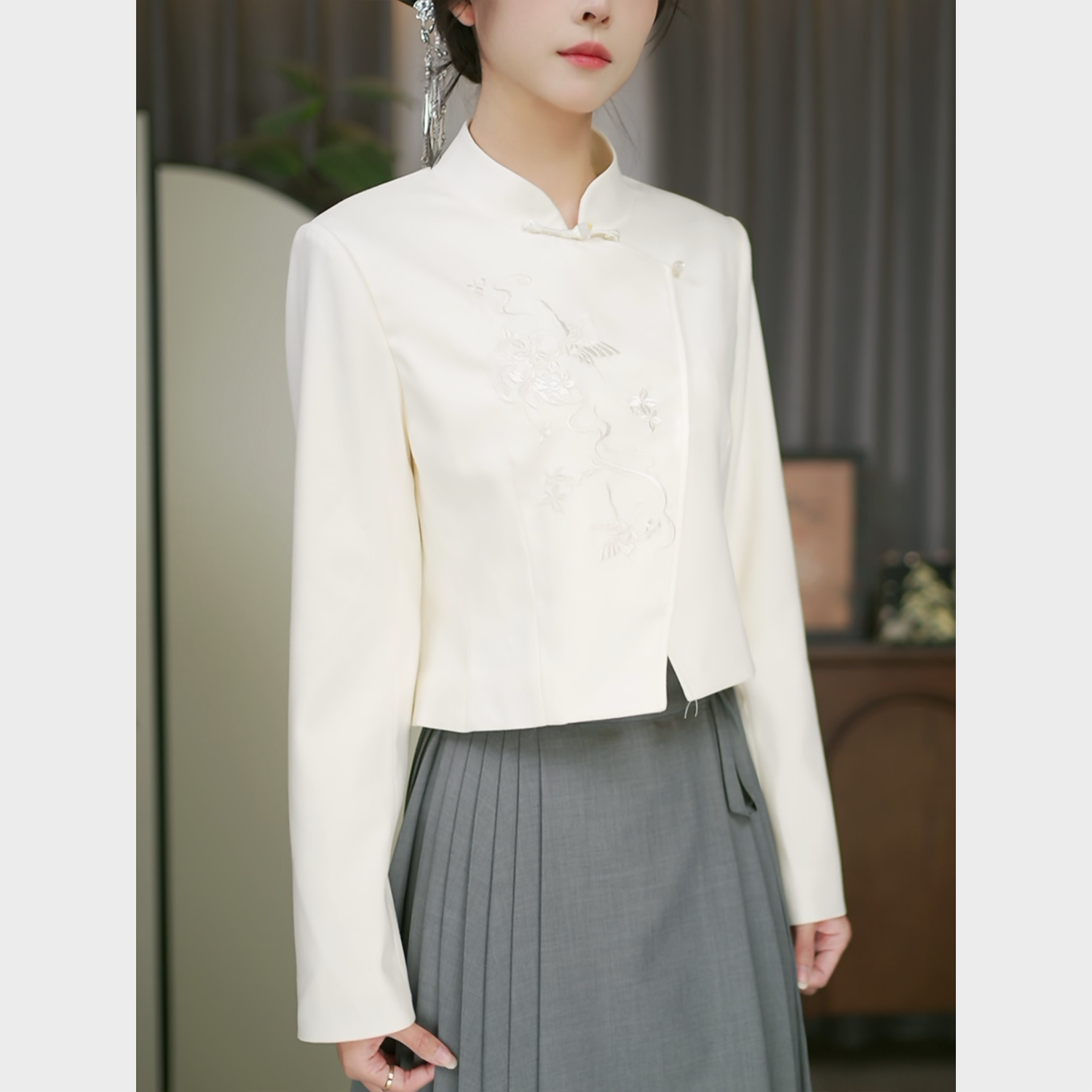 醉雨朵【今时月】新中式刺绣汉服上衣简约日常秋冬气质汉服中国风