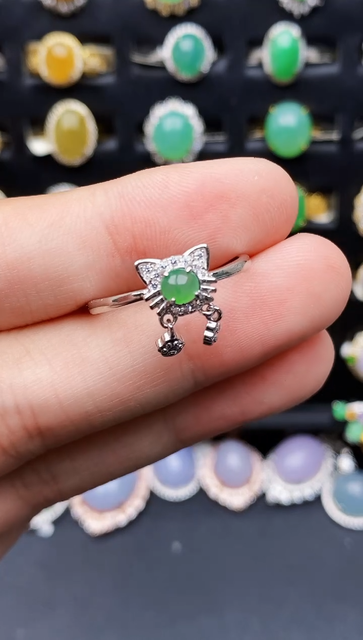 银S925镶嵌戒指翡翠8196