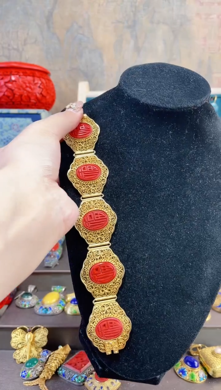 【闪购商品】非遗绝技花丝镶嵌镯子福漆