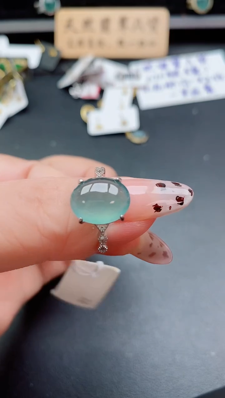 银S925镶嵌戒指翡翠1