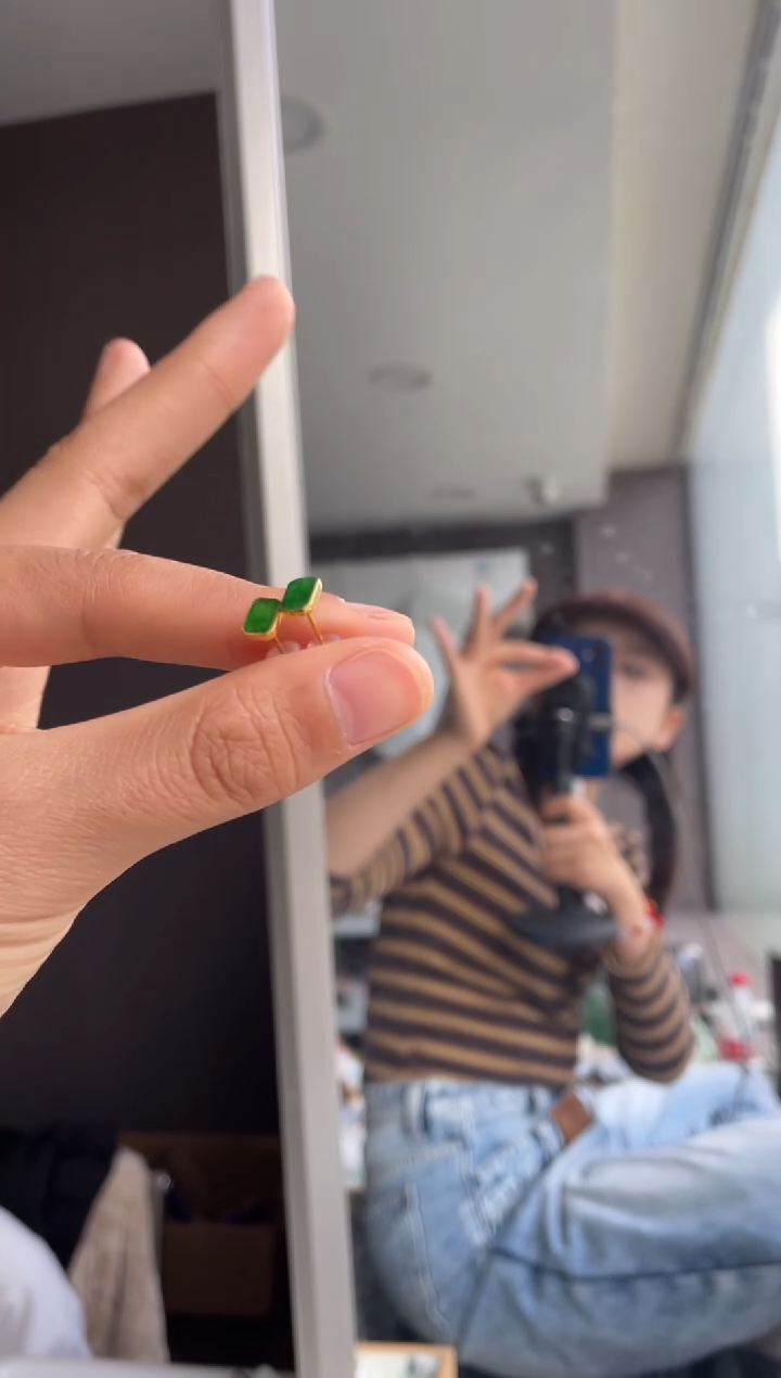 吊坠(不含链)18K金镶嵌翡翠天然缅甸A货翡翠