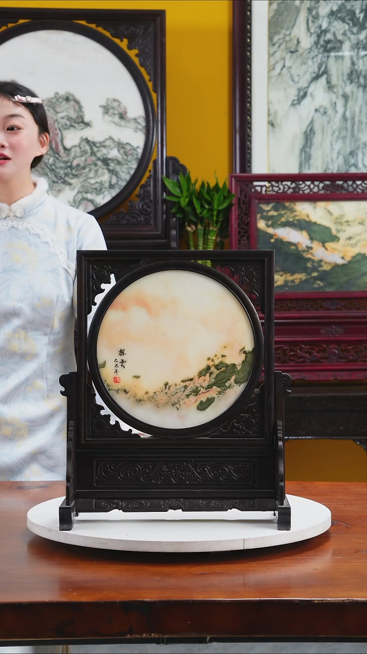 石材其****董天然大理石画摆件