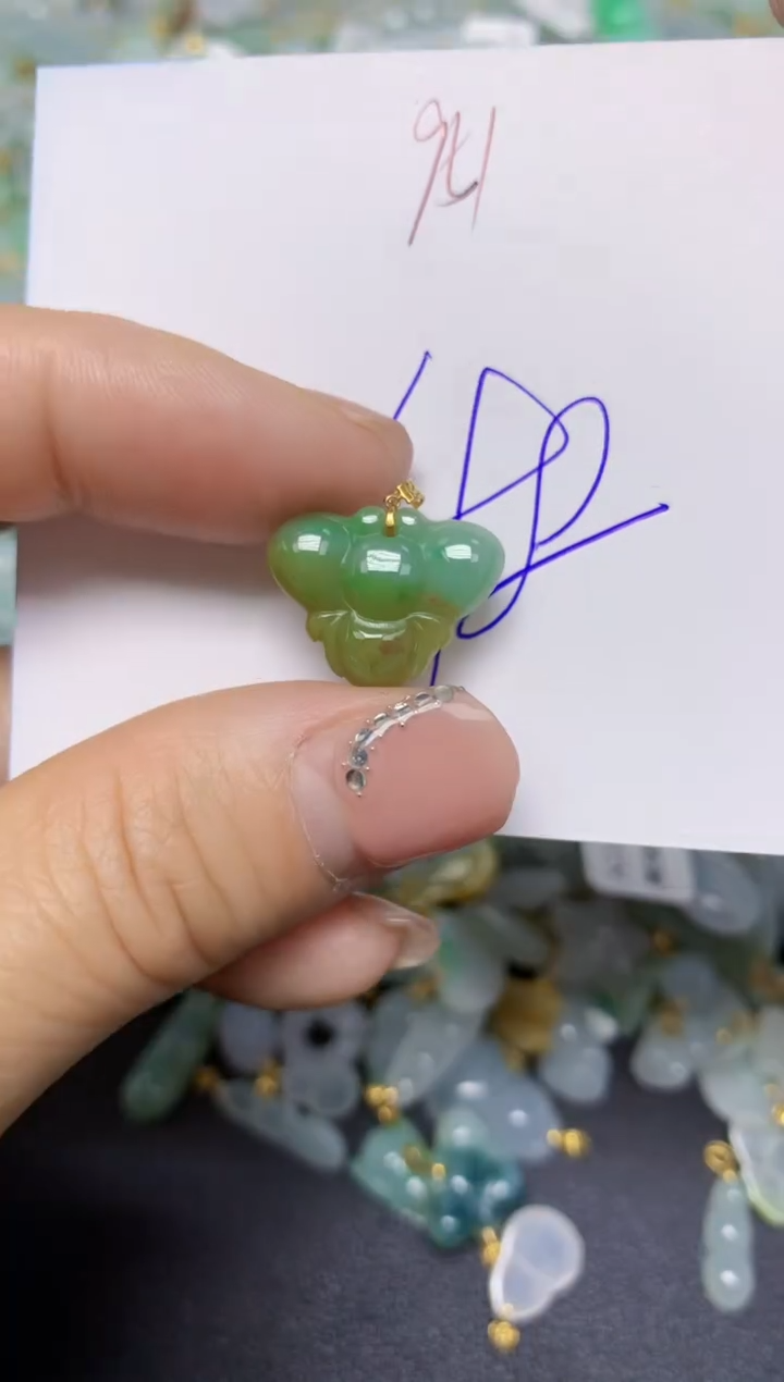 【闪购商品】翡翠挂件18K金镶嵌 天然翡翠A货