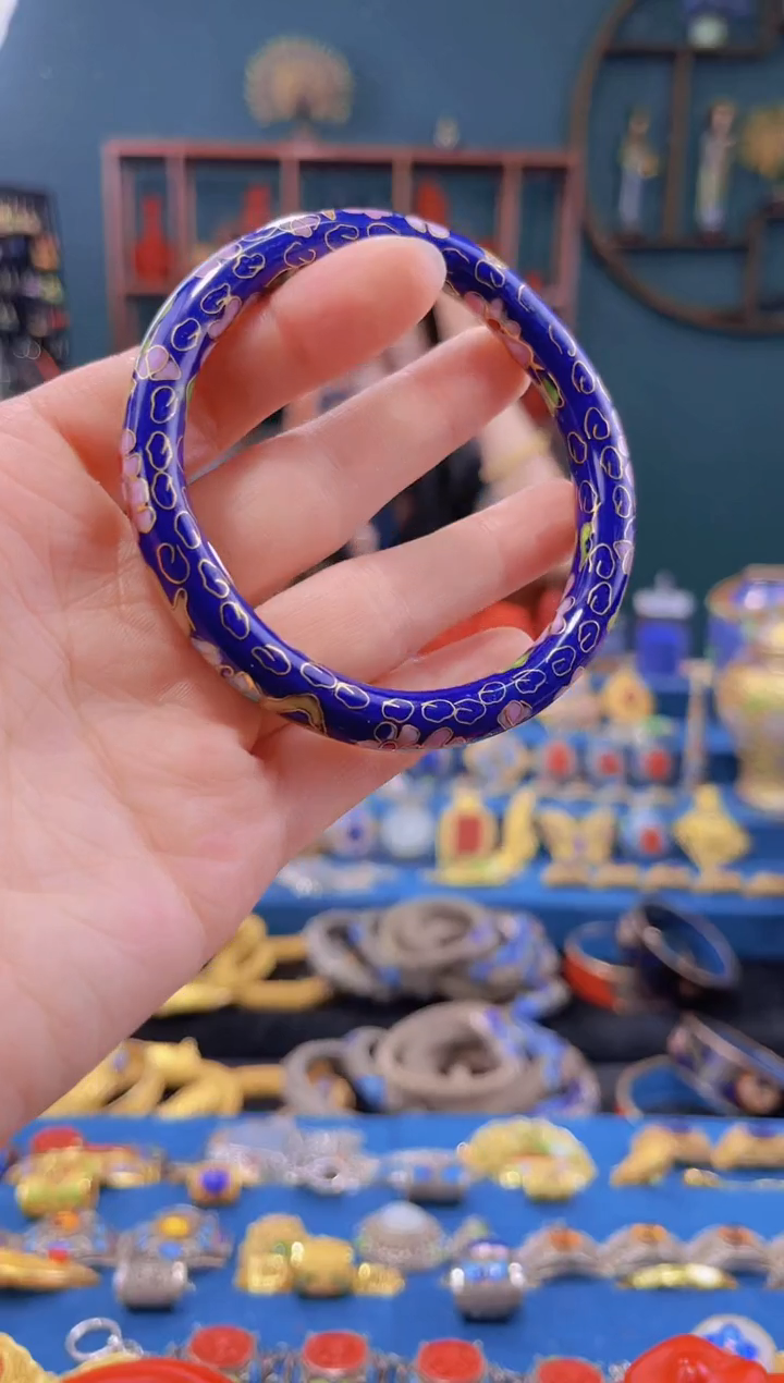 非遗景泰蓝手镯 55-60 细 宝蓝