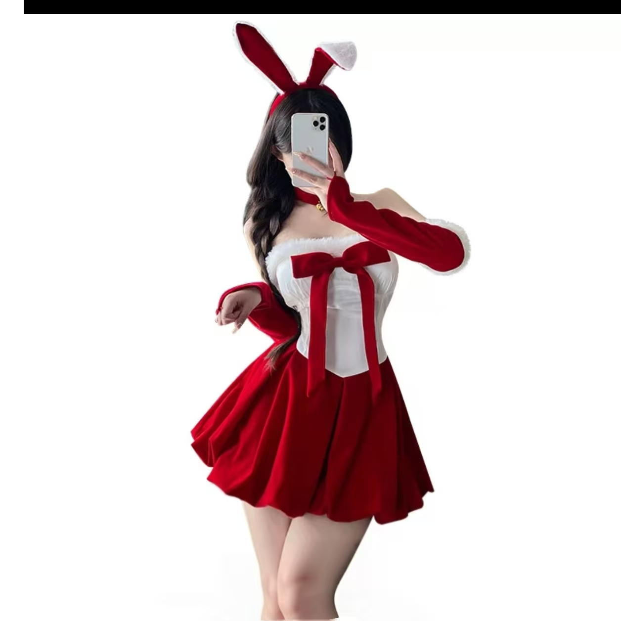 仙女风中长裙高弹力短裙连衣裙少女lolita萝莉红色节日氛围洋气